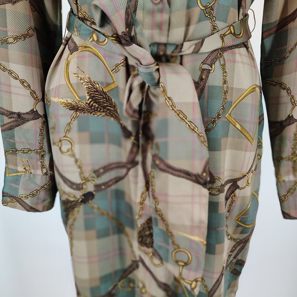 Lauren Ralph Lauren Equestrian Belt Print Shirt Dress Sz 6 - Picture 12 of 16
